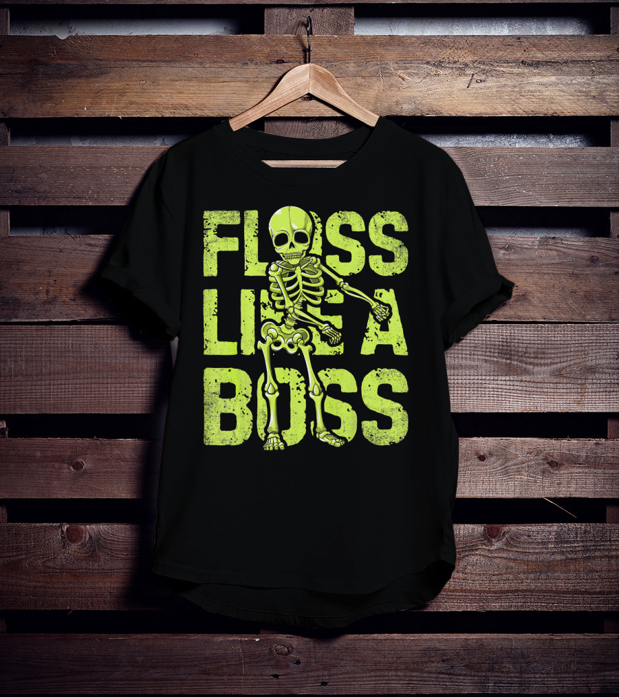 Floss Like A Boss Neon Skeleton Dance T-Shirt