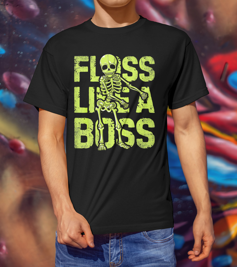 Floss Like A Boss Neon Skeleton Dance T-Shirt