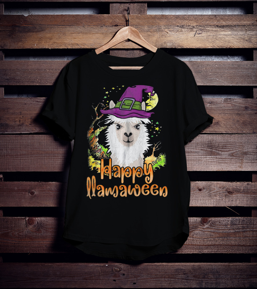 Happy Llamaween Cool Witch Llama T-Shirt