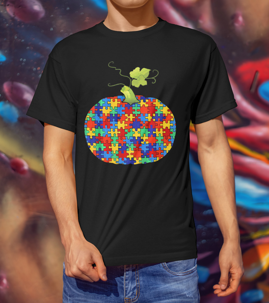 Pumpkin Puzzle Autism Awareness Halloween Lover T-Shirt