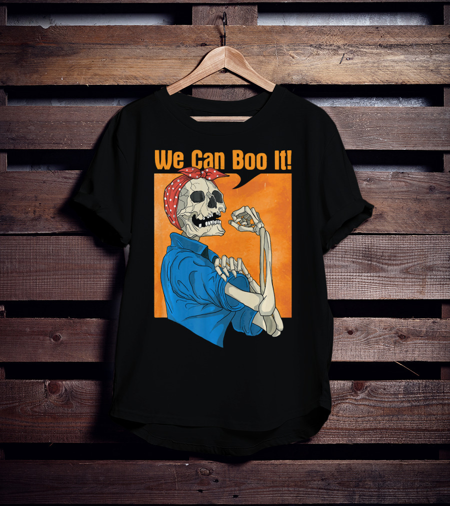 Funny Halloween Vintage Skeleton Rosie The Riveter We Can Boo It T-Shirt
