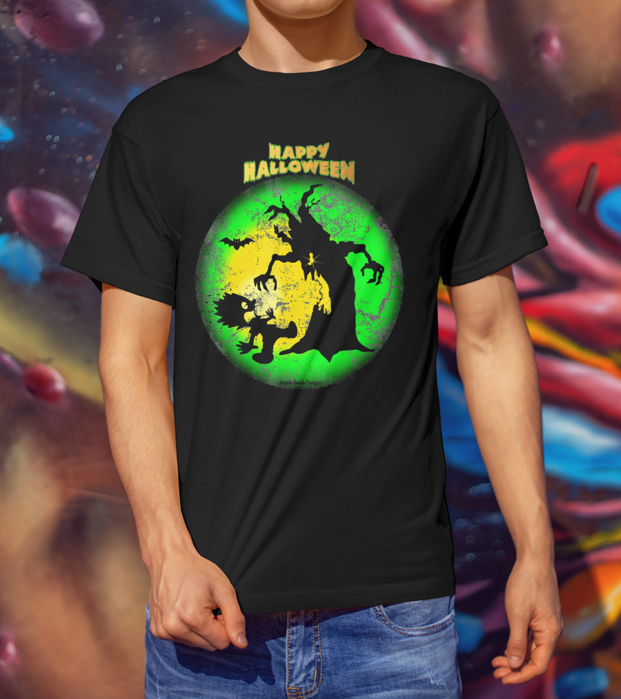 Happy Halloween Spooky Tree And Bat T-Shirt