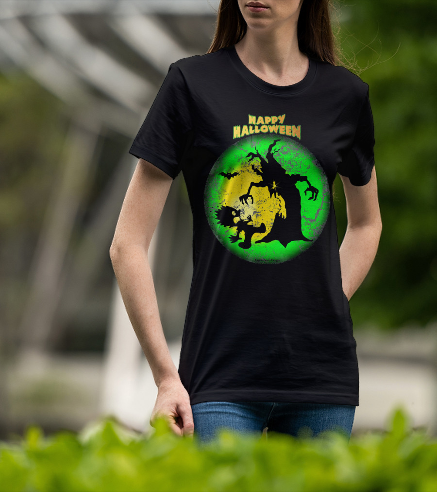 Happy Halloween Spooky Tree And Bat T-Shirt