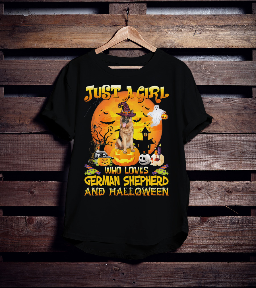 Just A Girl Who Loves German Shepherd And Halloween T-Shirt