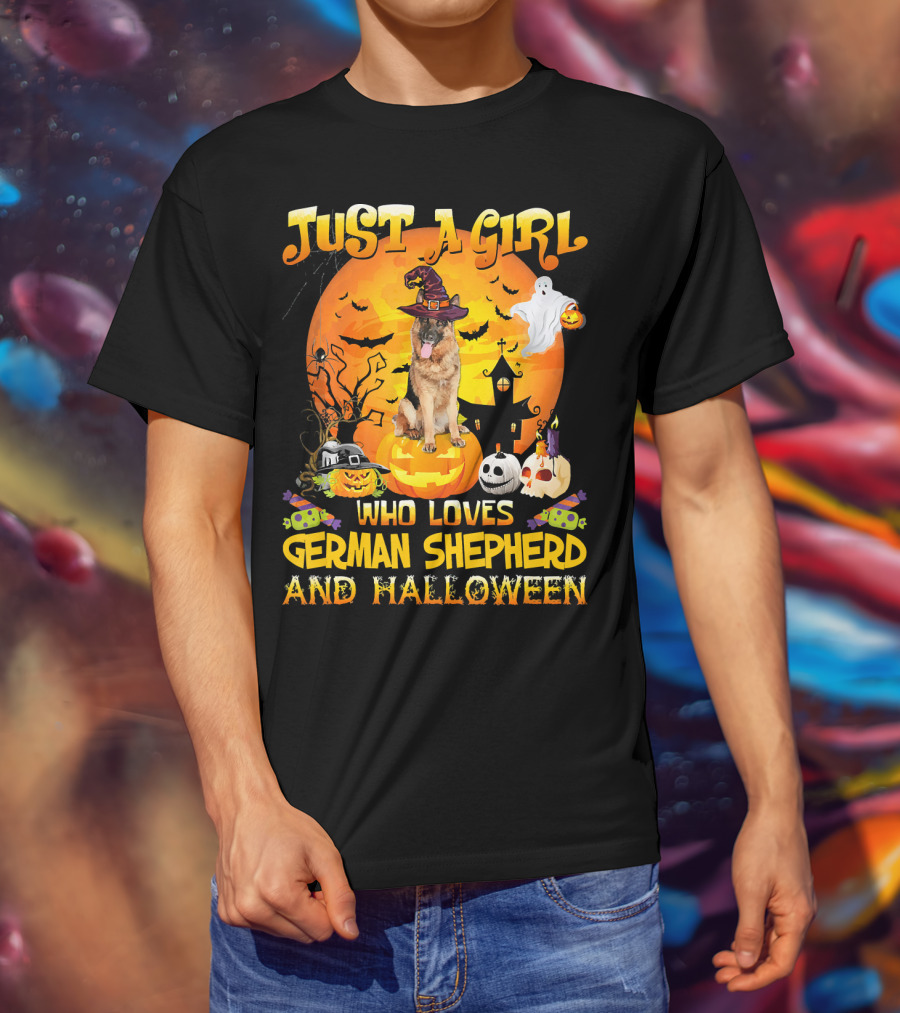 Just A Girl Who Loves German Shepherd And Halloween T-Shirt