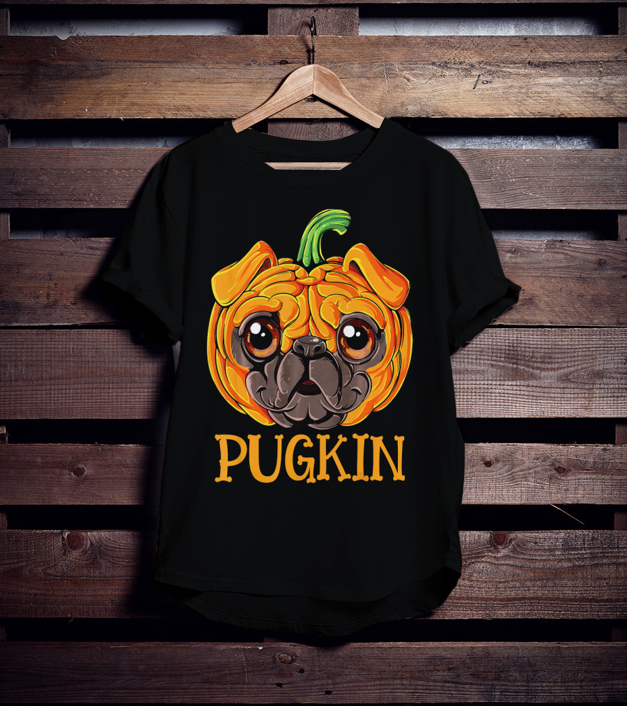 Pugkin Pug Pumpkin Halloween T-Shirt