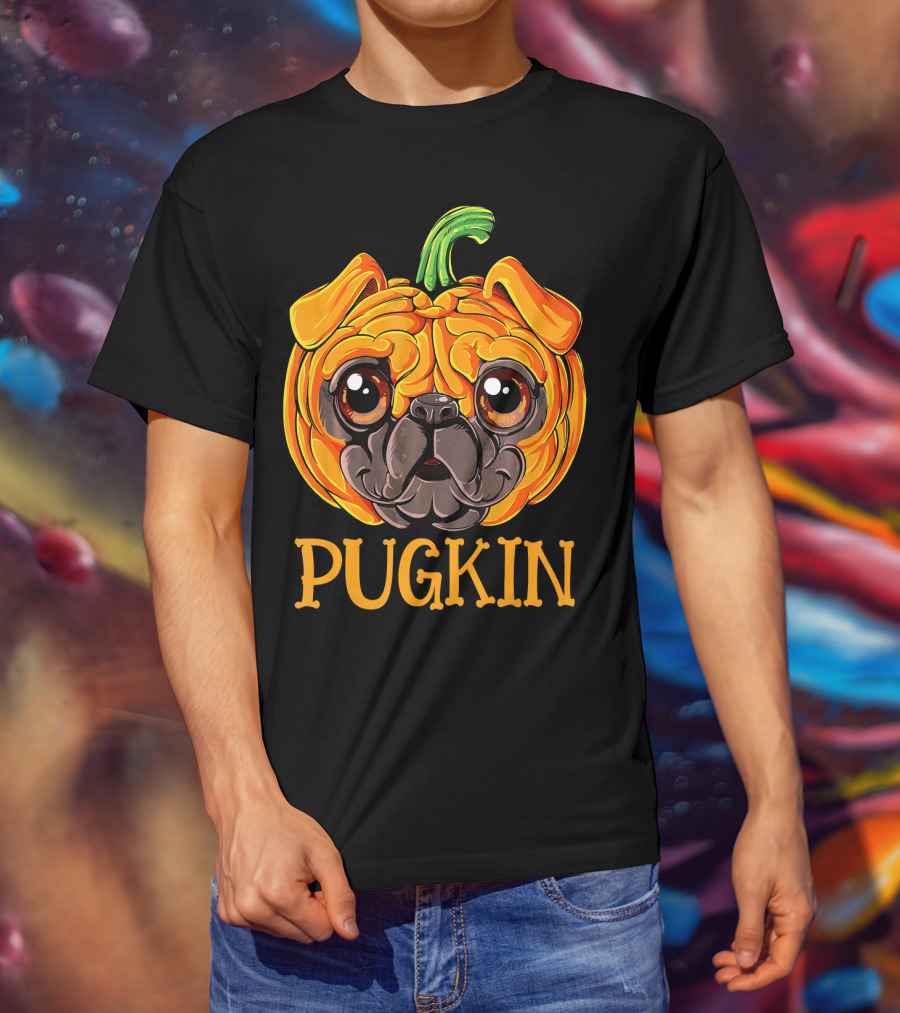Pugkin Pug Pumpkin Halloween T-Shirt