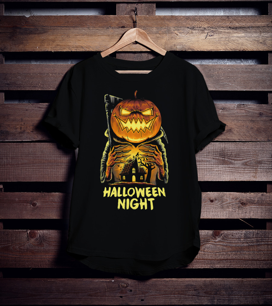 Halloween Night Scary Pumpkin Monster House T-Shirt