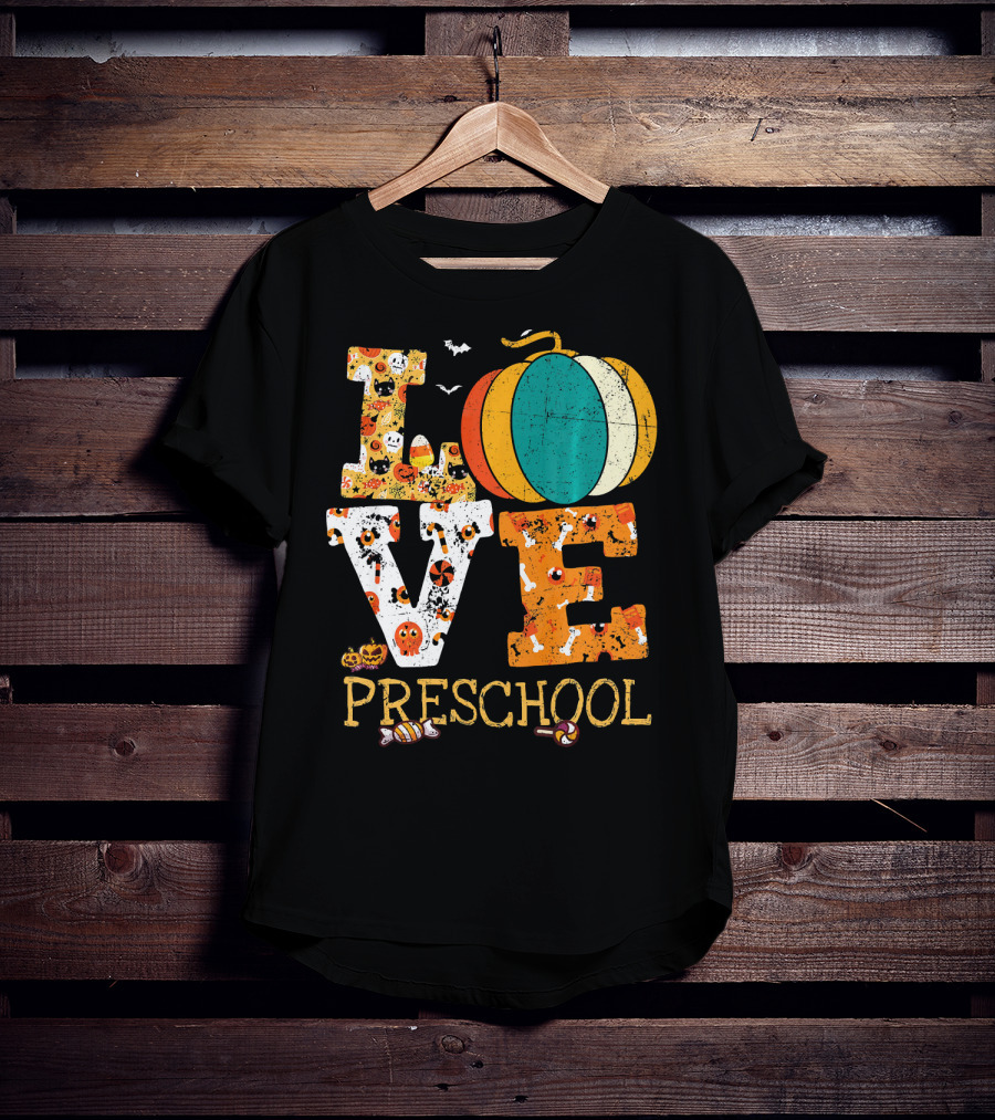 Love Preschool Halloween Pumpkin Candy Fun T-Shirt