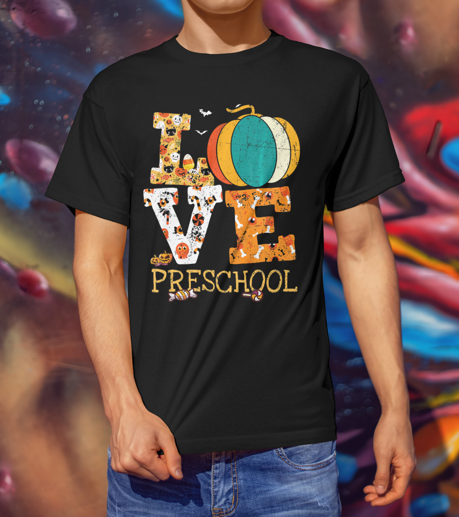 Love Preschool Halloween Pumpkin Candy Fun T-Shirt