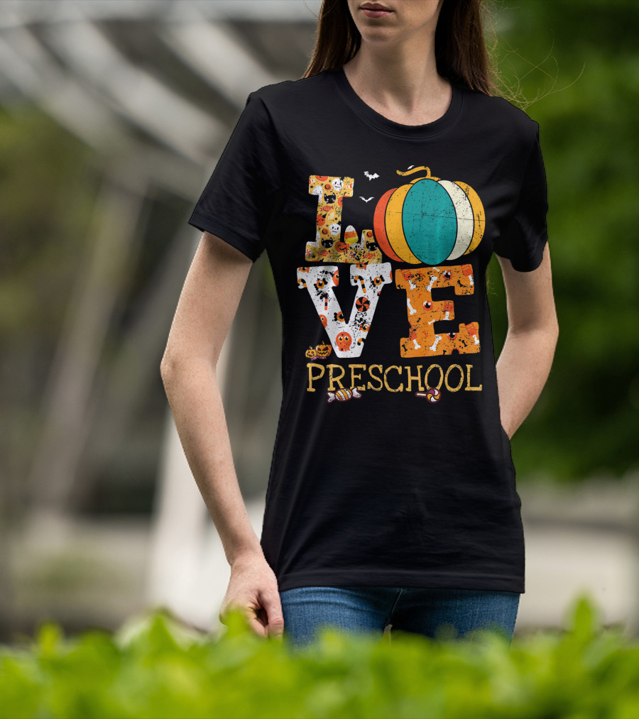 Love Preschool Halloween Pumpkin Candy Fun T-Shirt