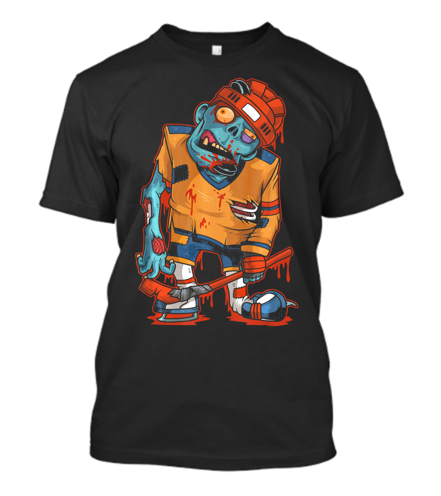 Zombie Ice Hockey Dripping Costume Halloween Trick T-Shirt