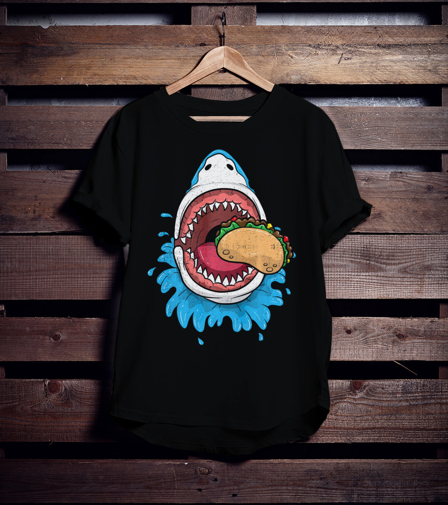 Halloween Shark Eating Taco Mexica Splash T-Shirt