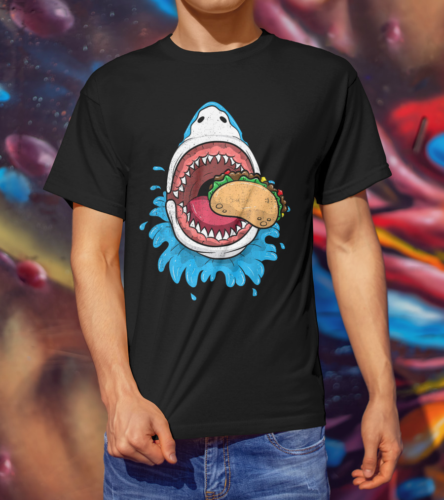 Halloween Shark Eating Taco Mexica Splash T-Shirt