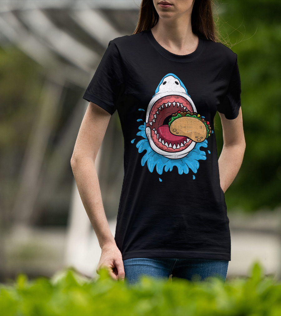 Halloween Shark Eating Taco Mexica Splash T-Shirt