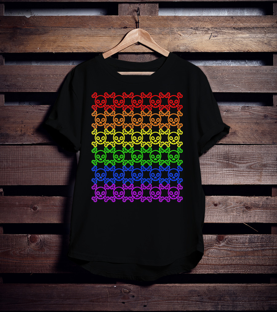 Rainbow Gay Pride Skull And Crossbones T-Shirt