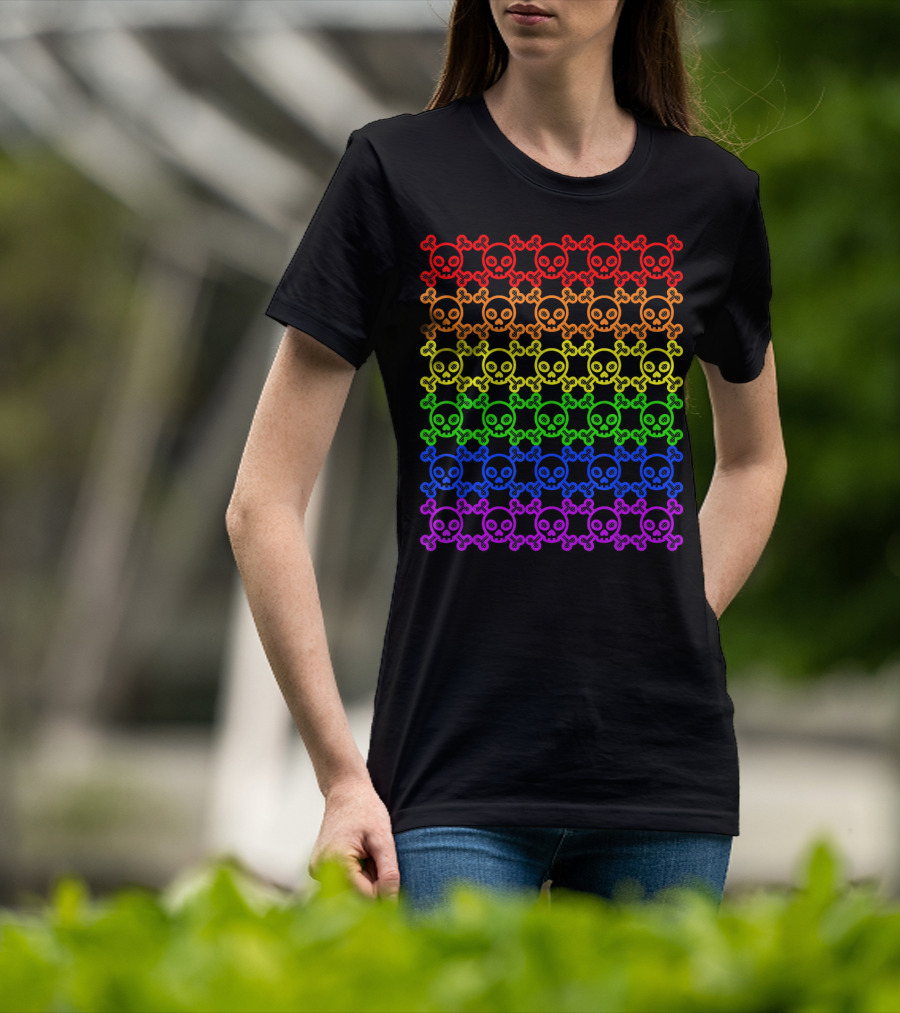 Rainbow Gay Pride Skull And Crossbones T-Shirt