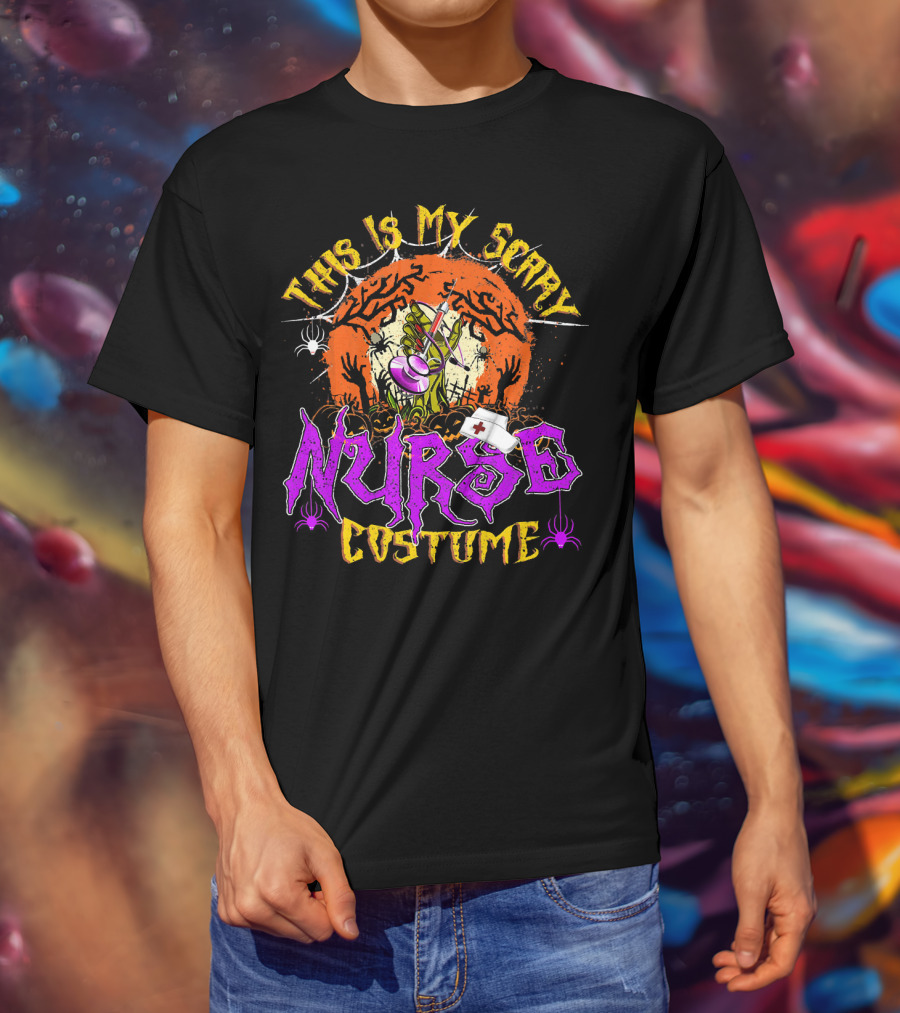 This Is My Scary Nurse Costume Moon Halloween T-Shirt