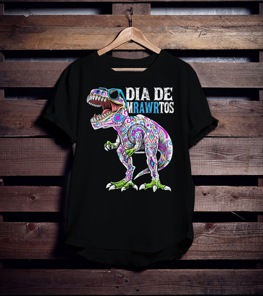 Dia De Mrawrtos Dinosaur Sugarskull T-Shirt