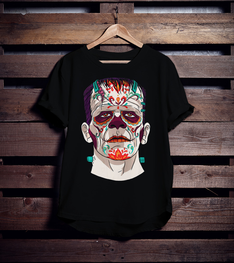 Frankenstein Catrina Sugar Skull Horror T-Shirt