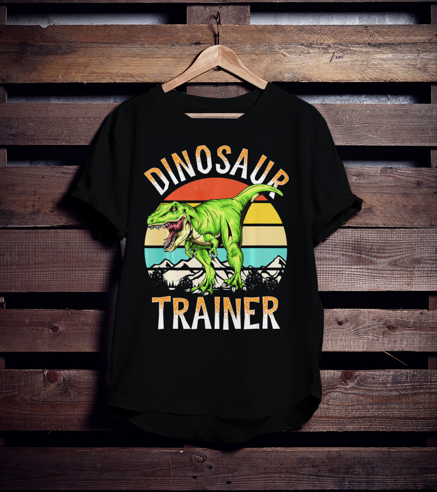 Dinosaur Trainer T-Rex Sunset Mountains T-Shirt