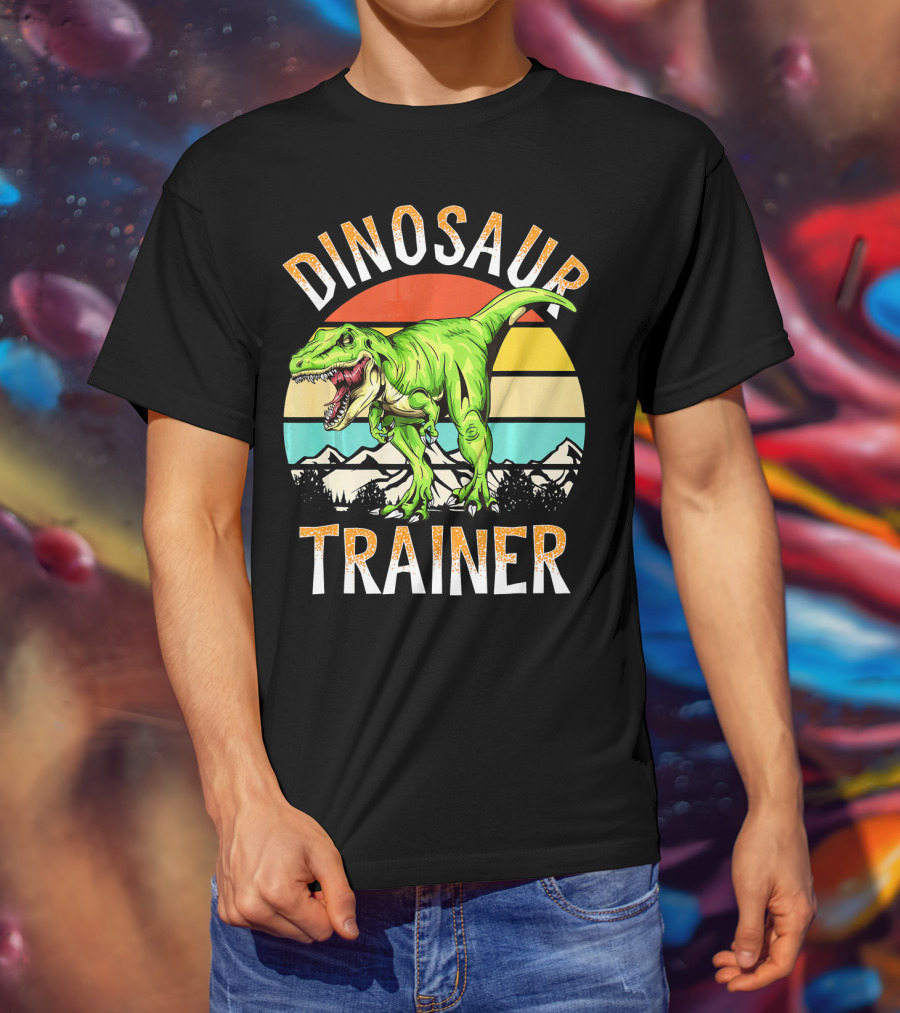 Dinosaur Trainer T-Rex Sunset Mountains T-Shirt
