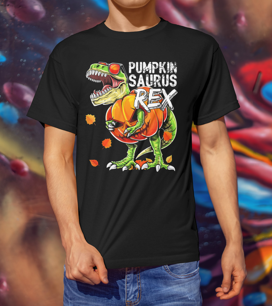 Pumpkinsaurus Rex Halloween Dinosaur Pumpkin Jack O Lantern T-Shirt