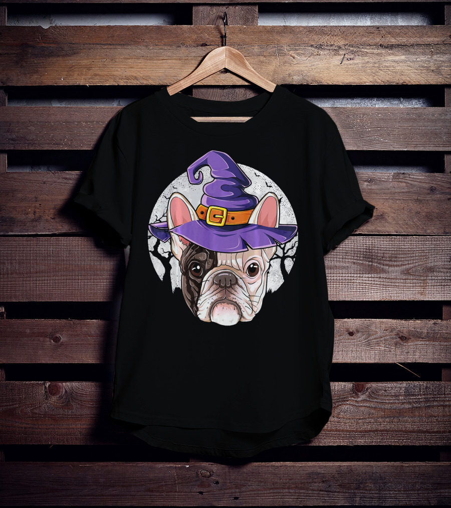 French Bulldog Halloween Witch Hat T-Shirt