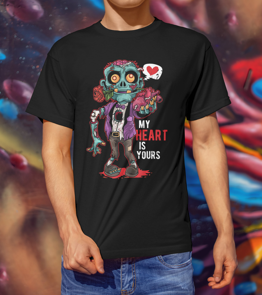My Heart Is Yours Zombie Valentin Brains T-Shirt