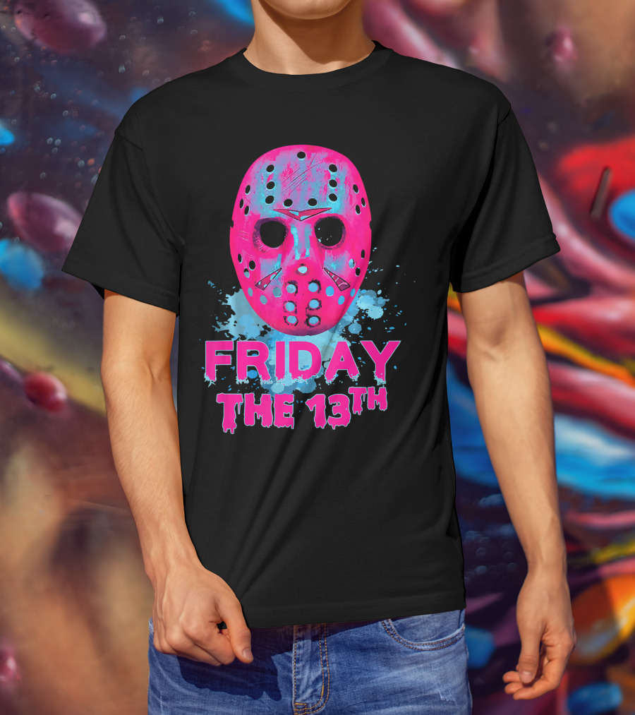 Friday The 13th Pink Neon Hockey Mask Horror T-Shirt