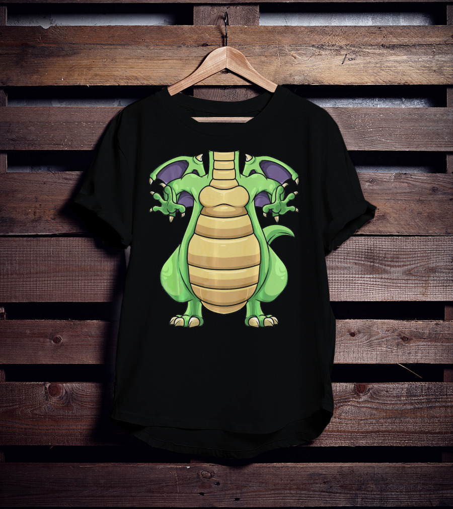 Cool Headless Dragon Retro Cartoon Style Green Monster T-Shirt