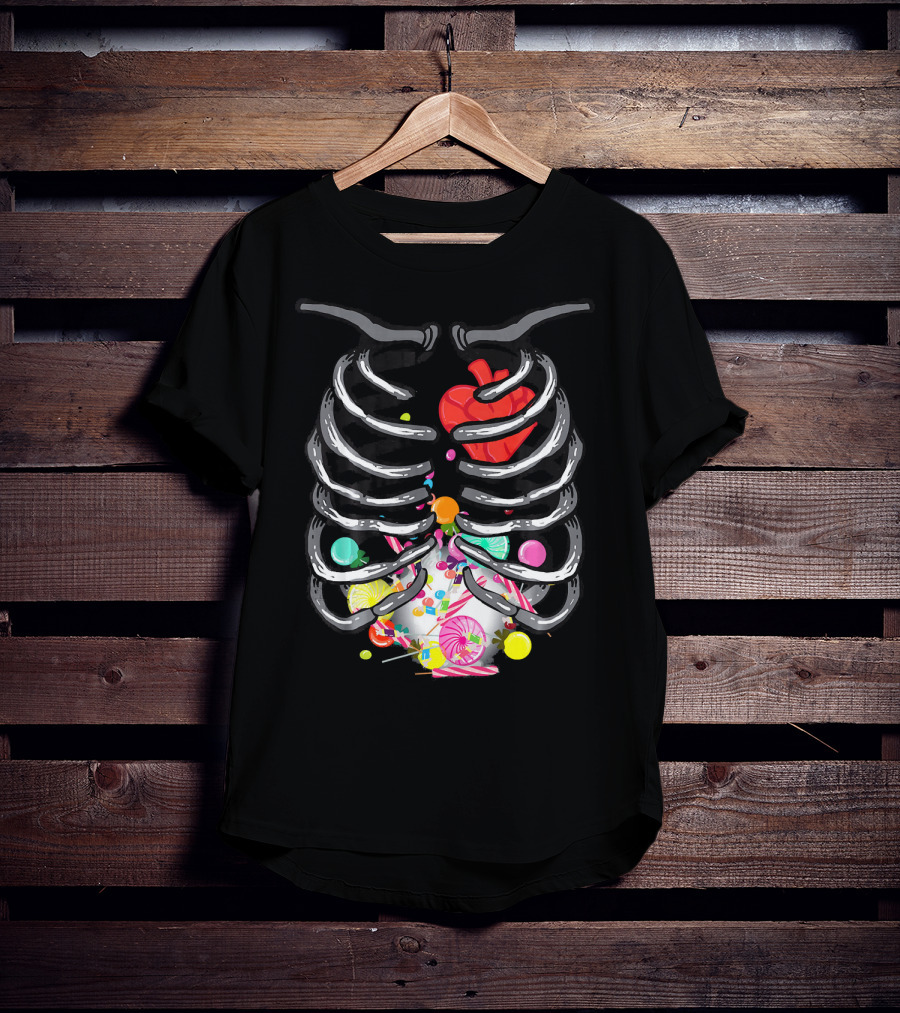 X Ray Skeleton Candy Heart Guts T-Shirt