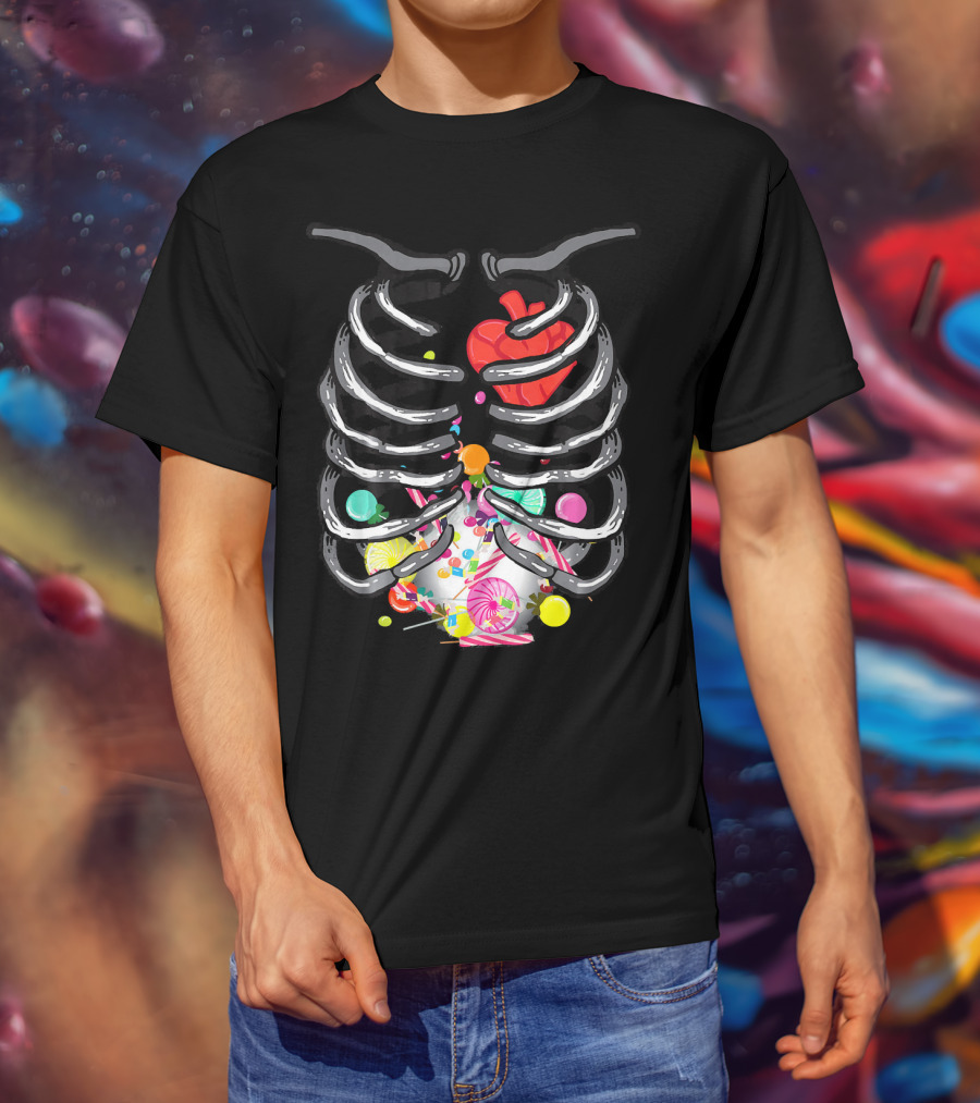 X Ray Skeleton Candy Heart Guts T-Shirt