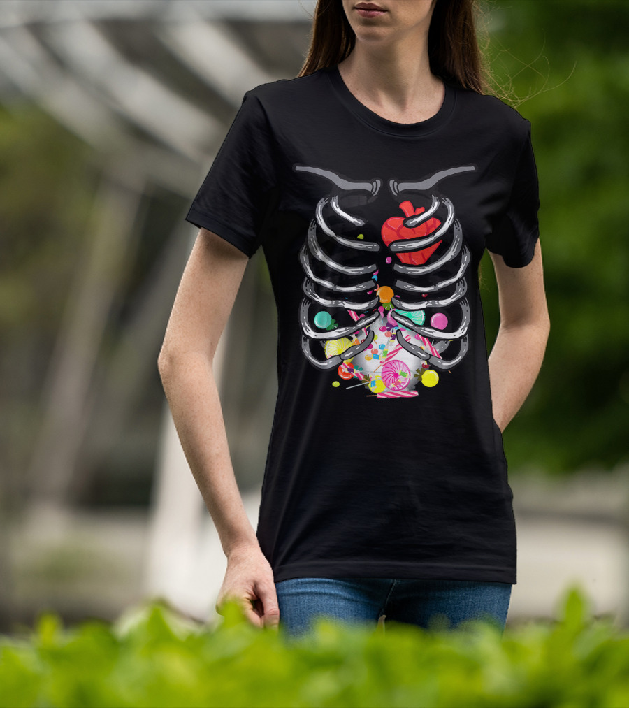 X Ray Skeleton Candy Heart Guts T-Shirt