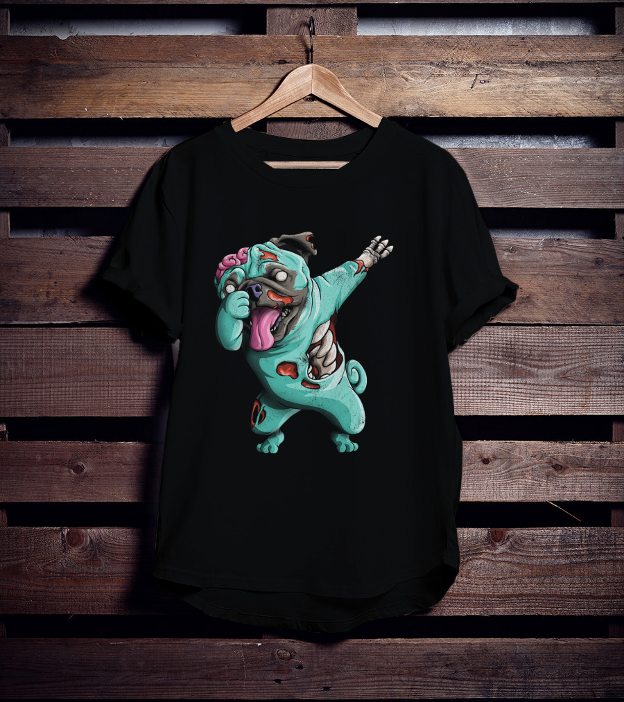 Dabbing Zombie Pug Cute Halloween Pugs Brain-Eating Costume T-Shirt