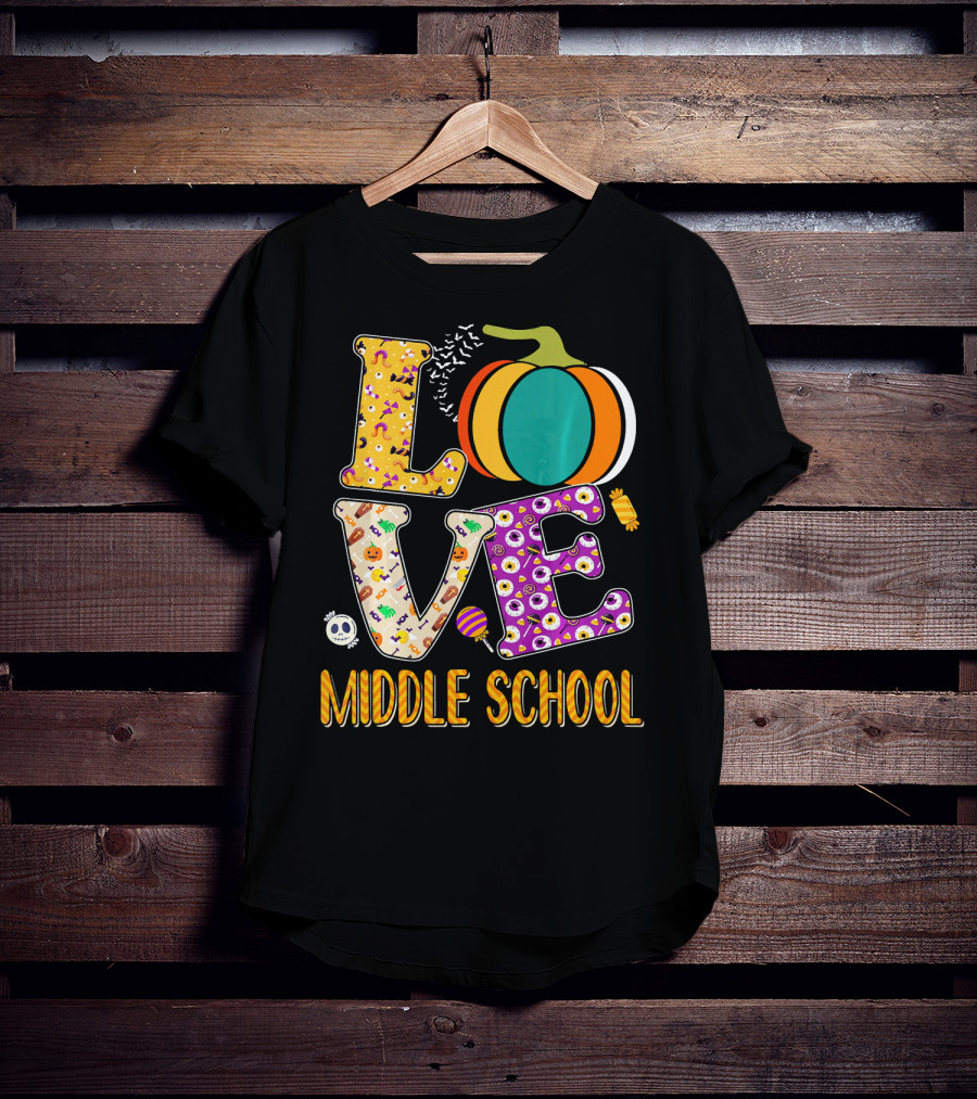 Love Middle School Halloween Pumpkin Fun T-Shirt