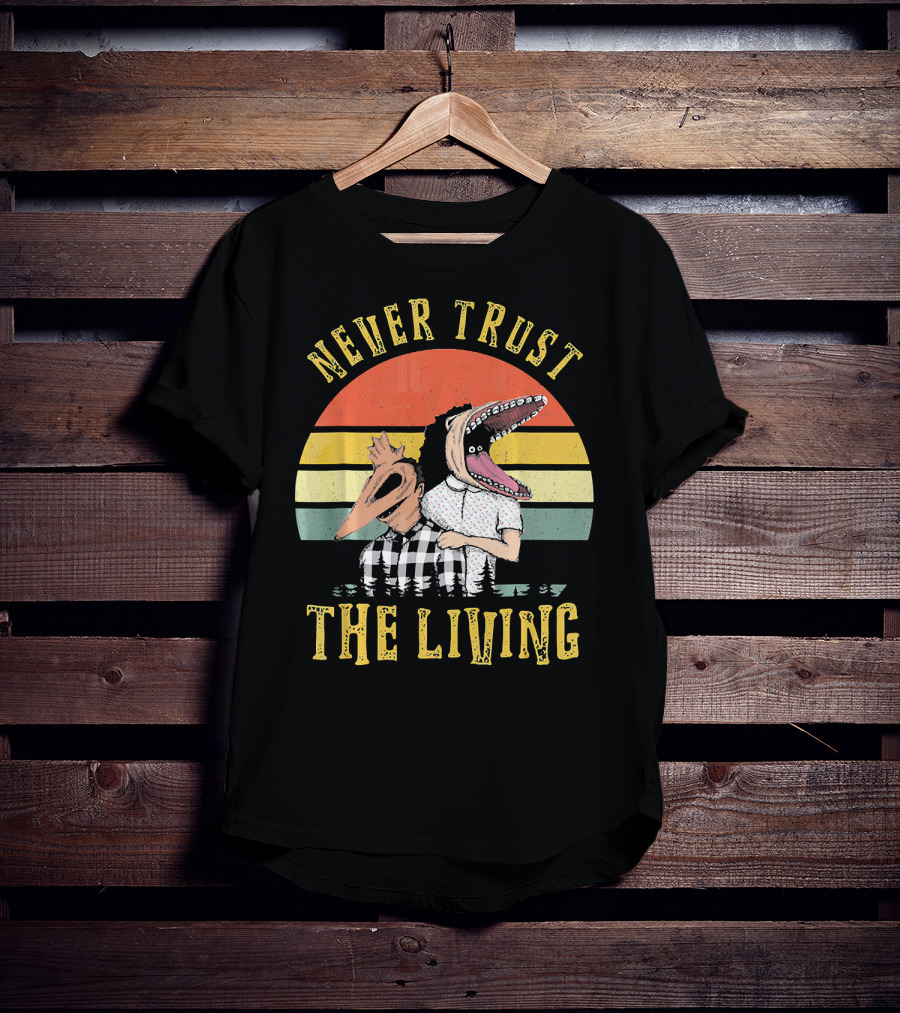 Never Trust The Living Retro Vintage Sun Beetlejuice Icons T-Shirt