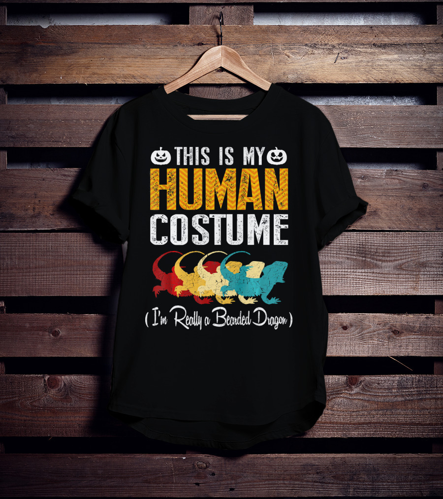 This Is My Human Costume I'm Really A Bearded Dragon Halloween Pumpkin T-Shirt