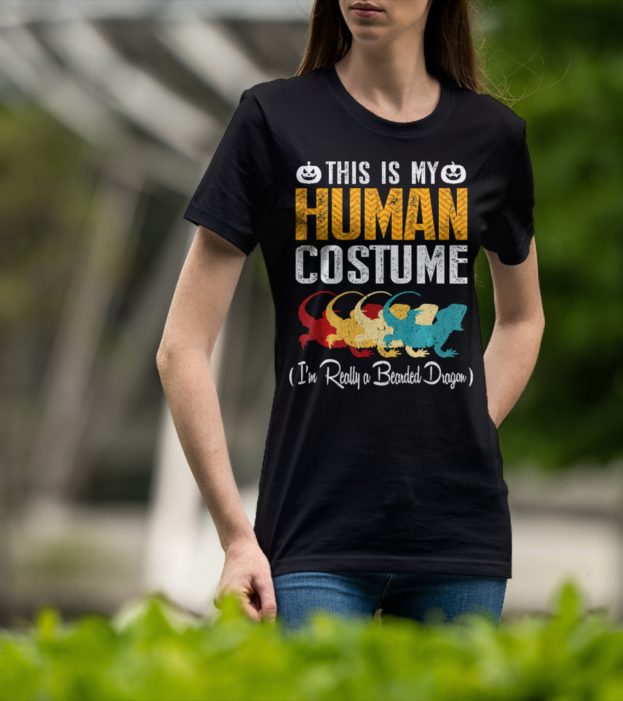 This Is My Human Costume I'm Really A Bearded Dragon Halloween Pumpkin T-Shirt