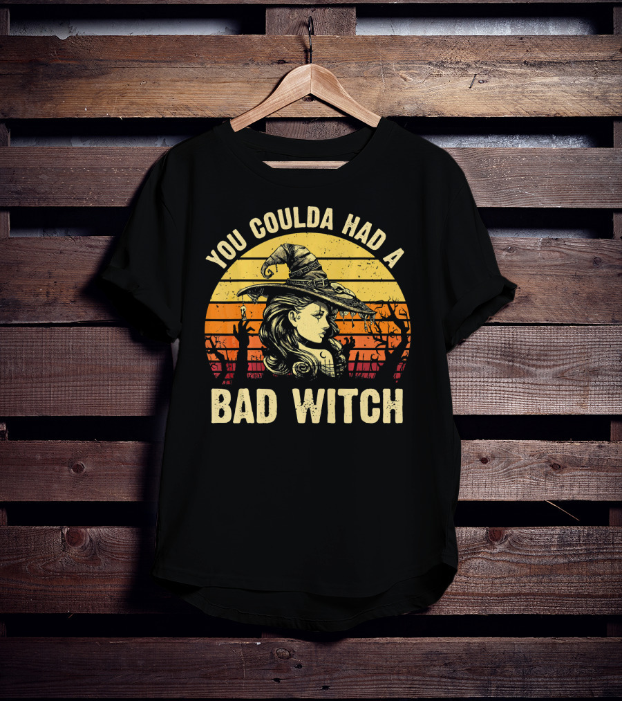You Coulda Had A Bad Witch Vintage Sunset Halloween T-Shirt