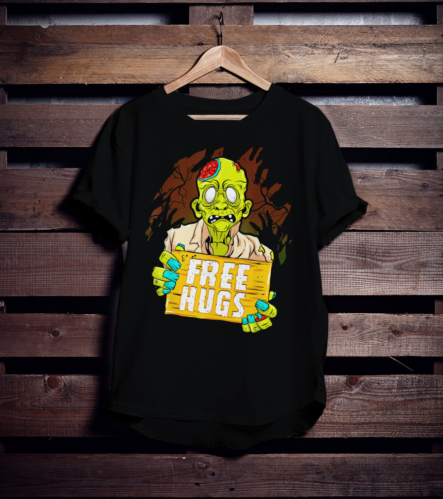 Free Hugs Creepy Zombie Funny Mens Halloween Horror T-Shirt