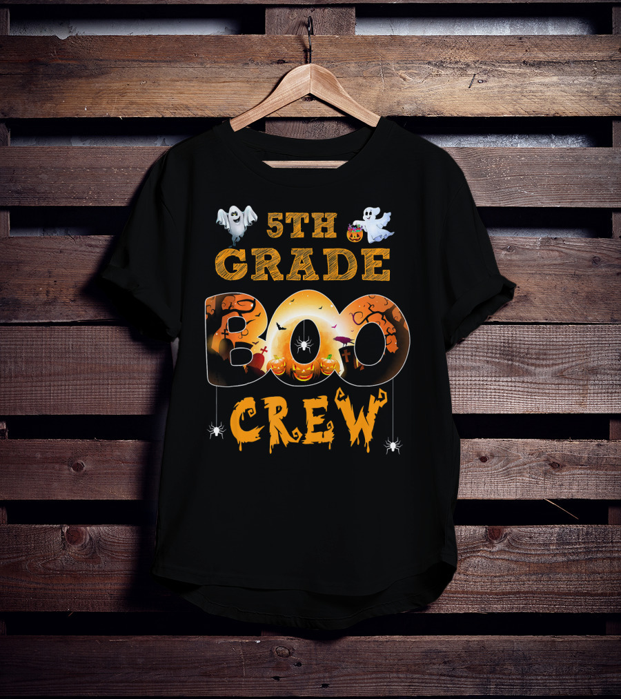 5th Grade Boo Crew Halloween Teacher Ghosts Pumpkins T-Shirt