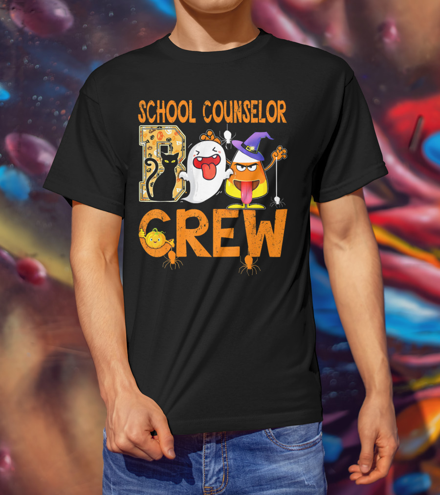 School Counselor Boo Crew Cat Ghost Candy T-Shirt