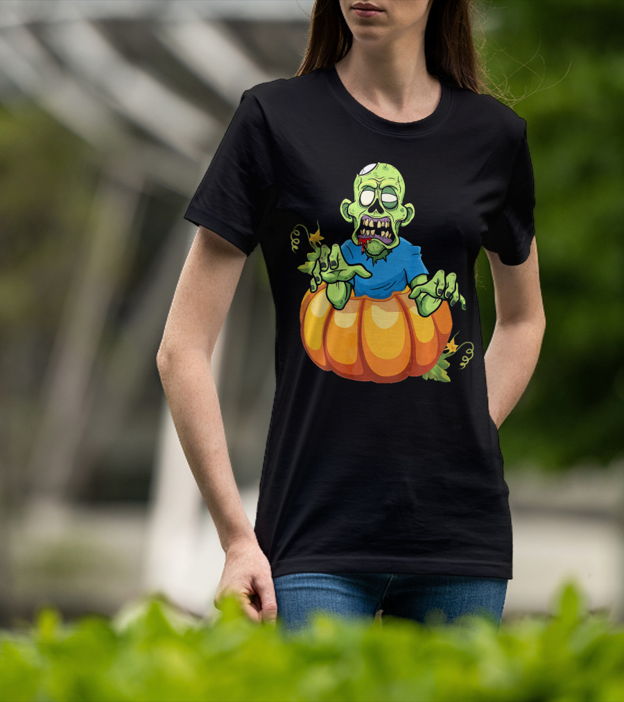 Zombie Rising From Pumpkin T-Shirt