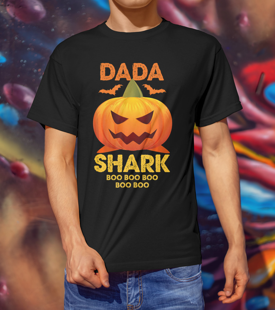 Dada Shark Boo Boo Boo Halloween Pumpkin T-Shirt