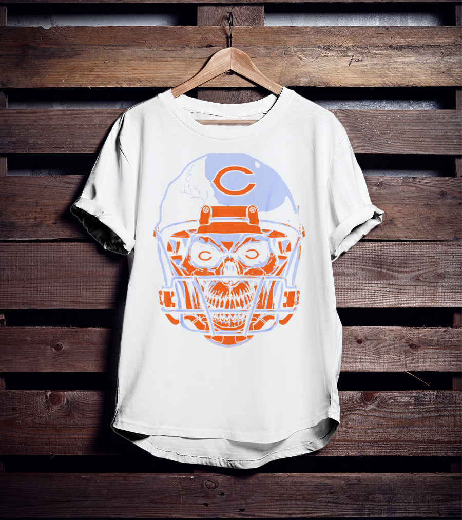 Chicago Bears Skull Helmet Halloween Football Skeleton T-Shirt