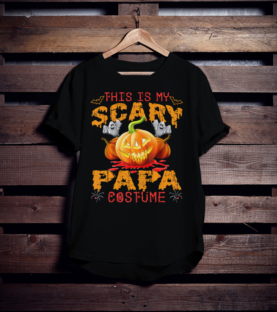 This Is My Scary Papa Costume Pumpkin Ghosts Spiders Bats T-Shirt