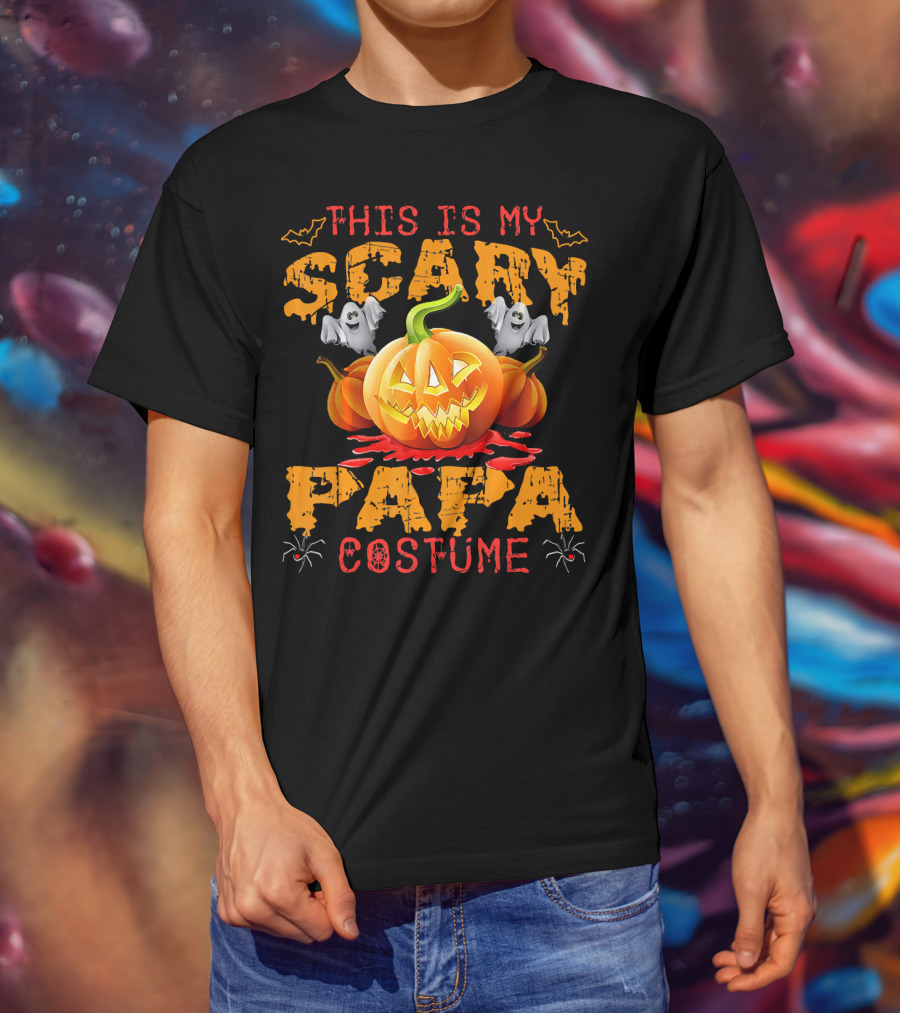 This Is My Scary Papa Costume Pumpkin Ghosts Spiders Bats T-Shirt