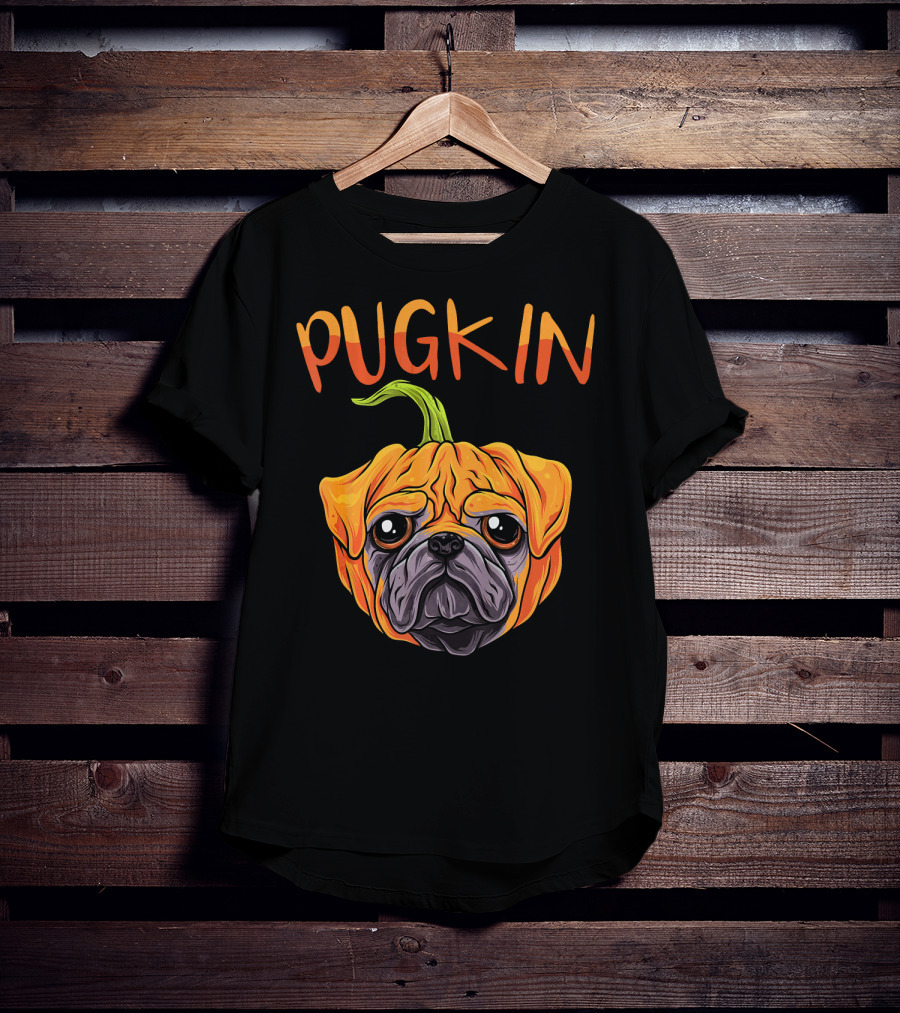 Pugkin Funny Pumpkin Pug Dog Head T-Shirt