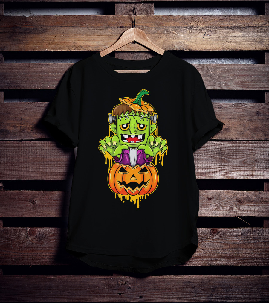 Sweet Cute Pumpkin Halloween Frankenstein Monster T-Shirt